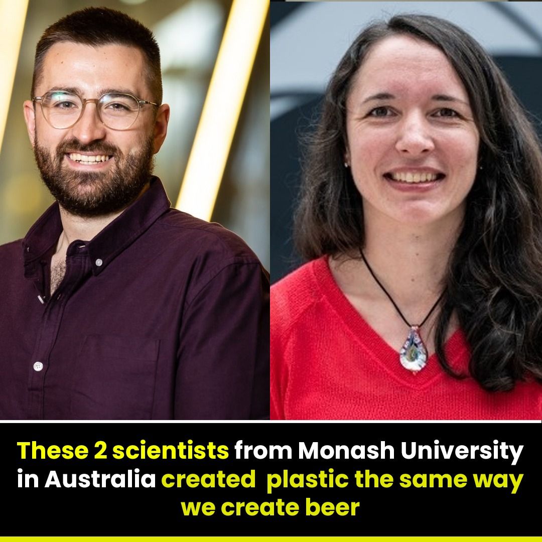 Edward Attenborough and Dr Leonie van ’t Hag of Monash University, who produced PHA bioplastic by fermenting food waste.